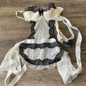 SEXY LITTLE THINGS Victorias SecretBlack Lace Maid Outfit Size 36B